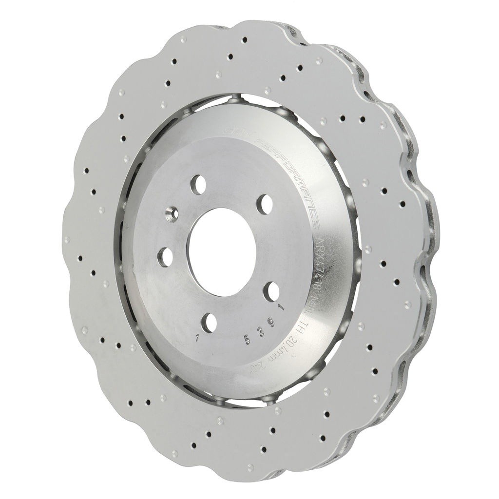 SHW Performance Pair Set 2 Rear Drill Wavy 356mm Disc Brake Rotors For Audi RS7