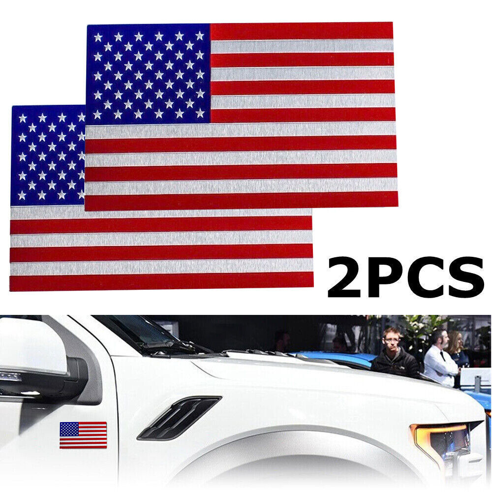 2x 3D METAL American Flag Sticker Decal Emblem Bumper Sticker For Auto Truck Car