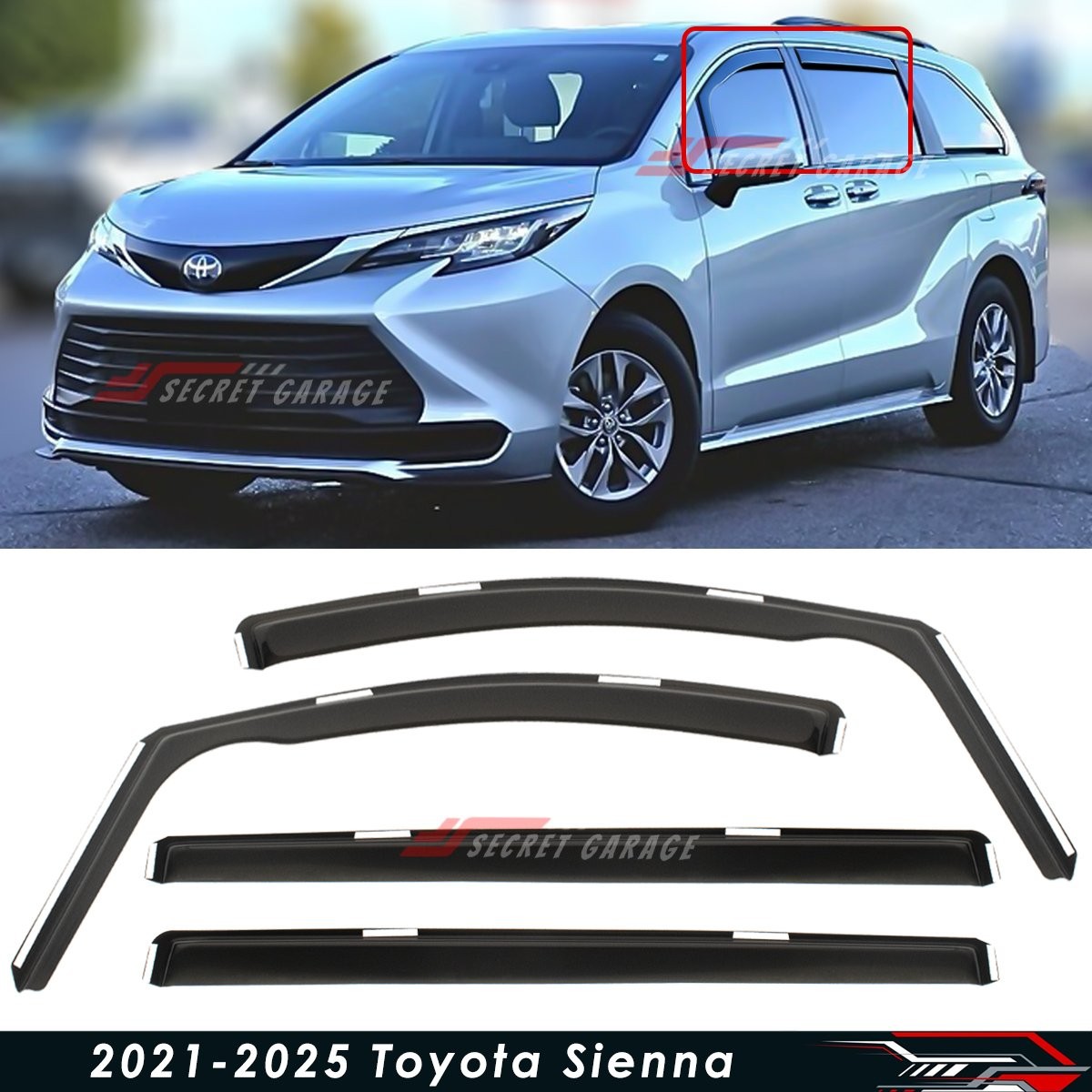 For 2021-2026 Toyota Sienna In-Channel Rain Guards Window Visors Vent Shade For 2021-2026 Toyota Sienna In-Channel Rain Guards Window Visors Vent Shade