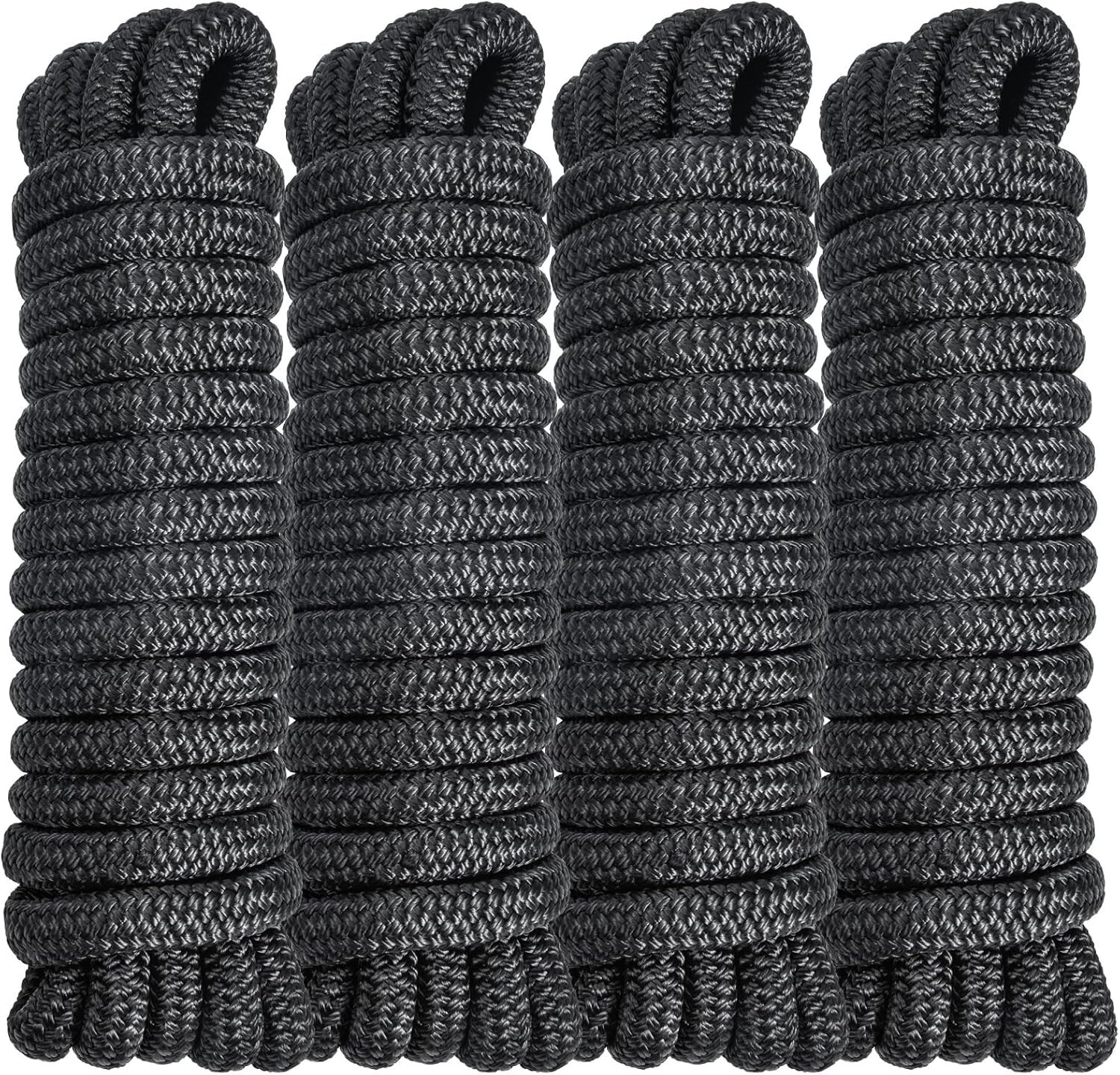 4PCS 5/8 In 20’ Dock Lines Boat Ropes Mooring Lines Pontoon Rope Nylon Dockline