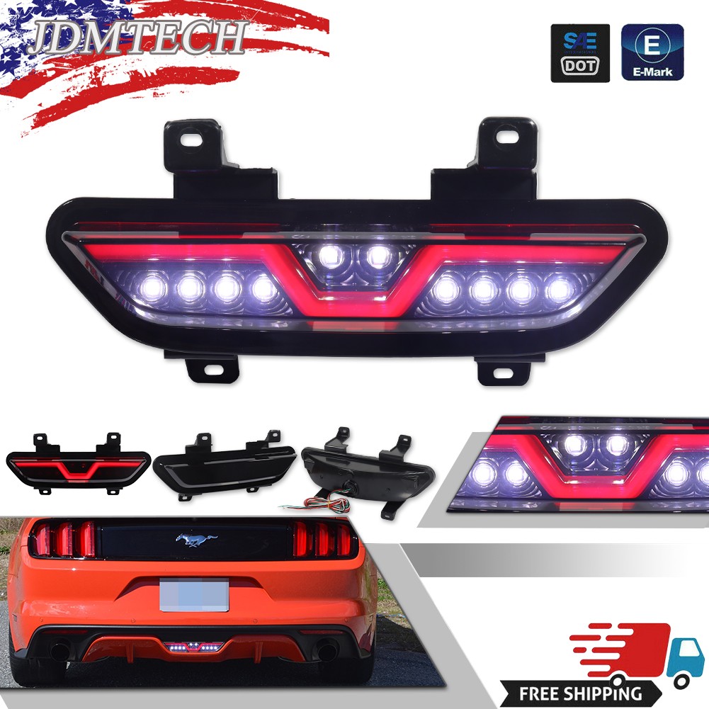 Smoked Lens LED Reverse Light/F1 Strobe Rear Fog Lamp For 15-17 Ford Mustang