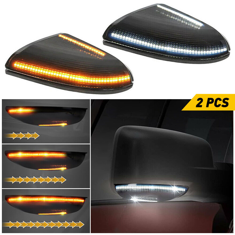 2X Sequential LED Mirror Turn Signal Lights Puddle for 09-18 Dodge RAM 1500 2500