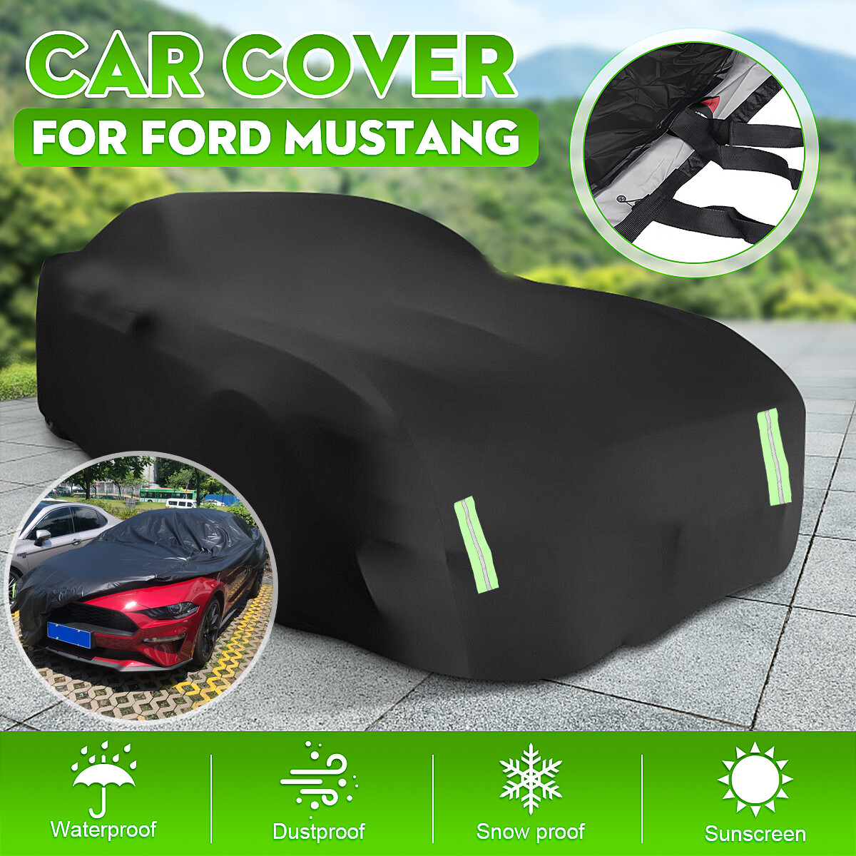 Full Car Cover Waterproof Dust-proof UV Resistant Outdoor For Ford Mustang GT