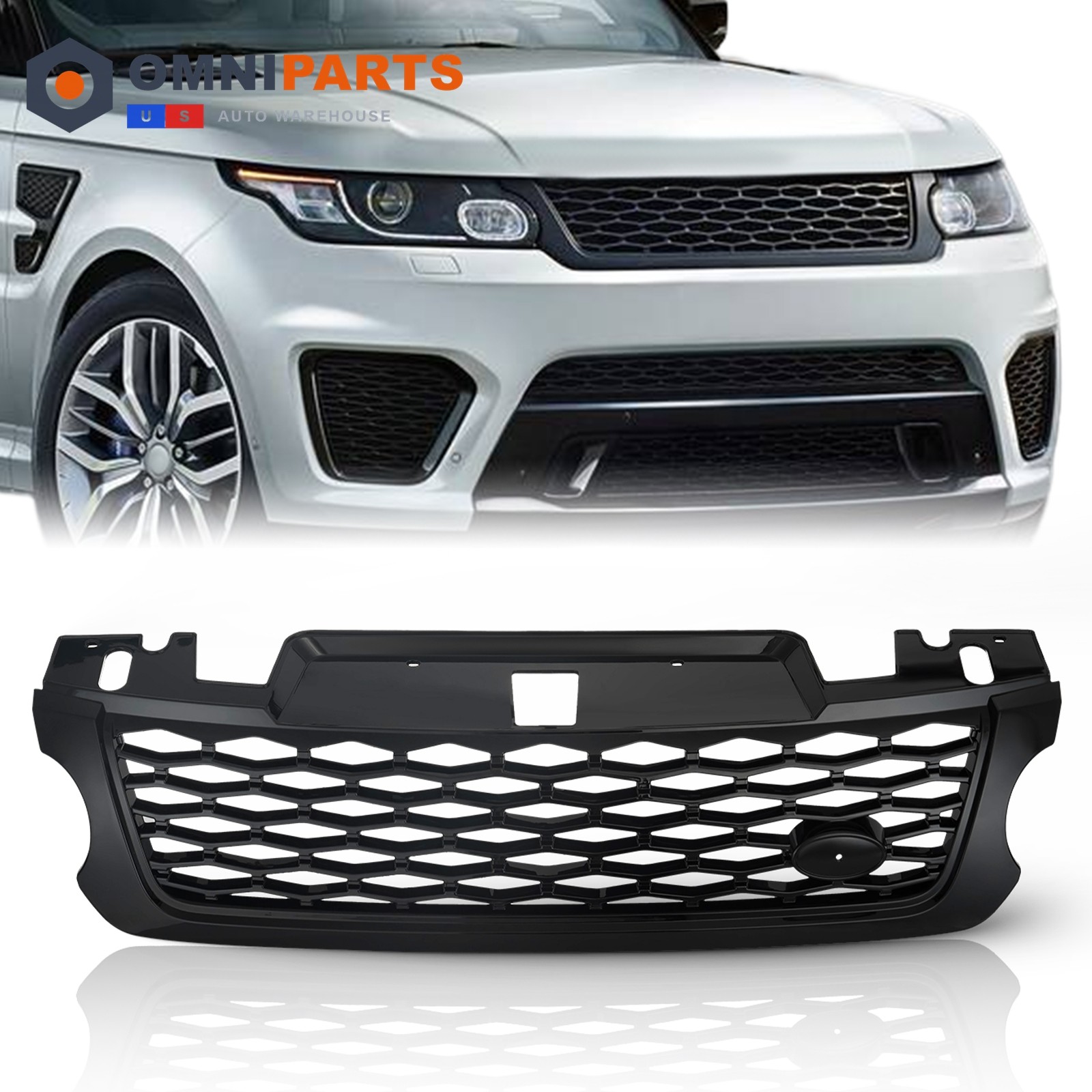 Front Bumper Grille SVR For 2014-2017 Land Rover Range Rover Sport Gloss Black