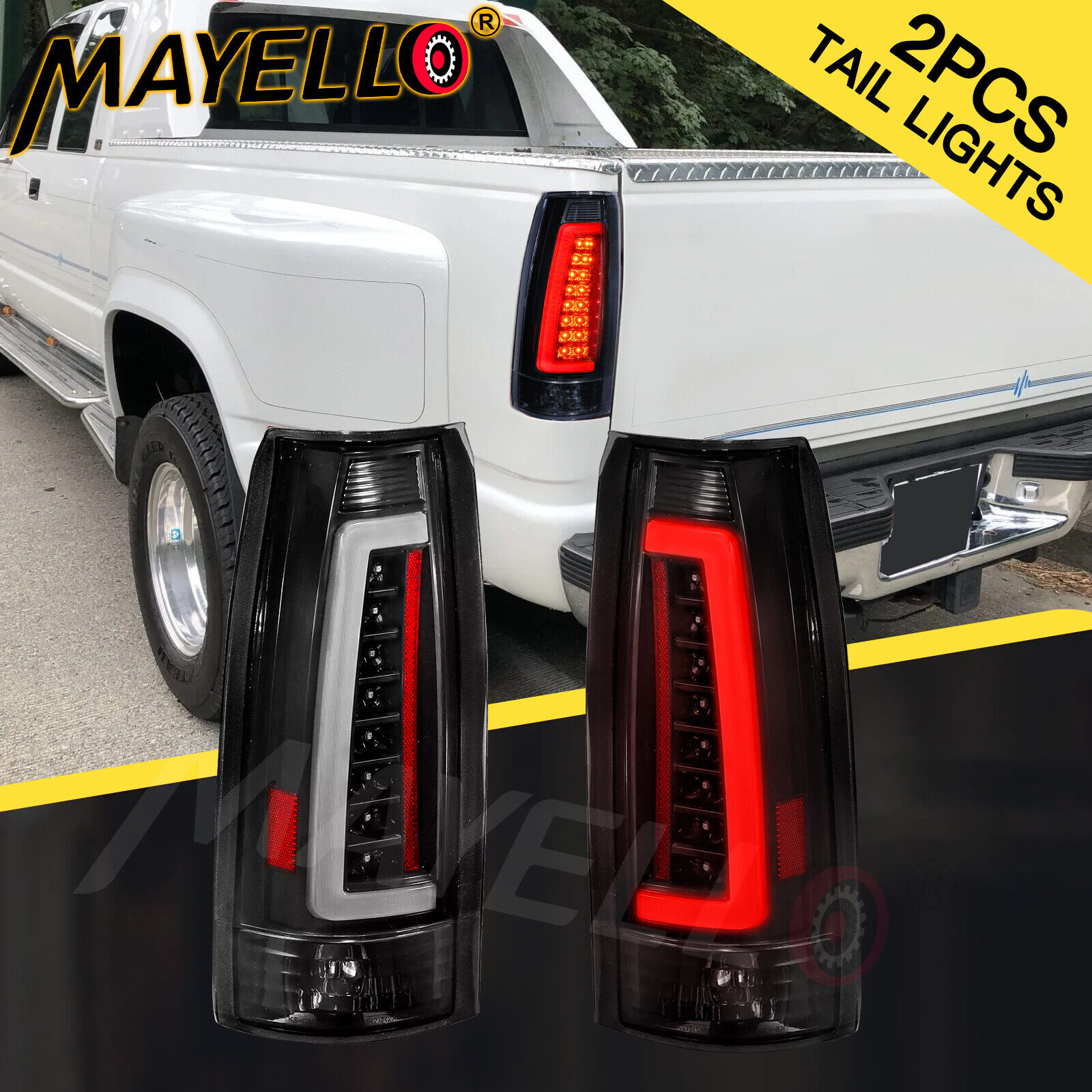 LED Tail Lights for 1988-1998 Chevy GMC C/K 1500 2500 3500 Smoke Brake Lamps DOT