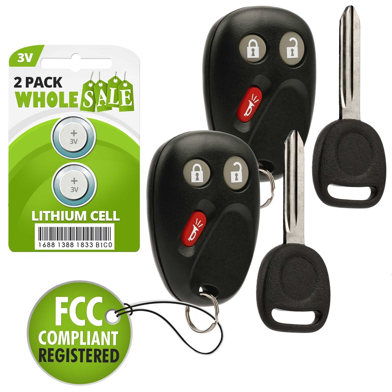 2 Replacement For 2003 2004 2005 2006 Chevrolet Avalanche Key + Fob Remote