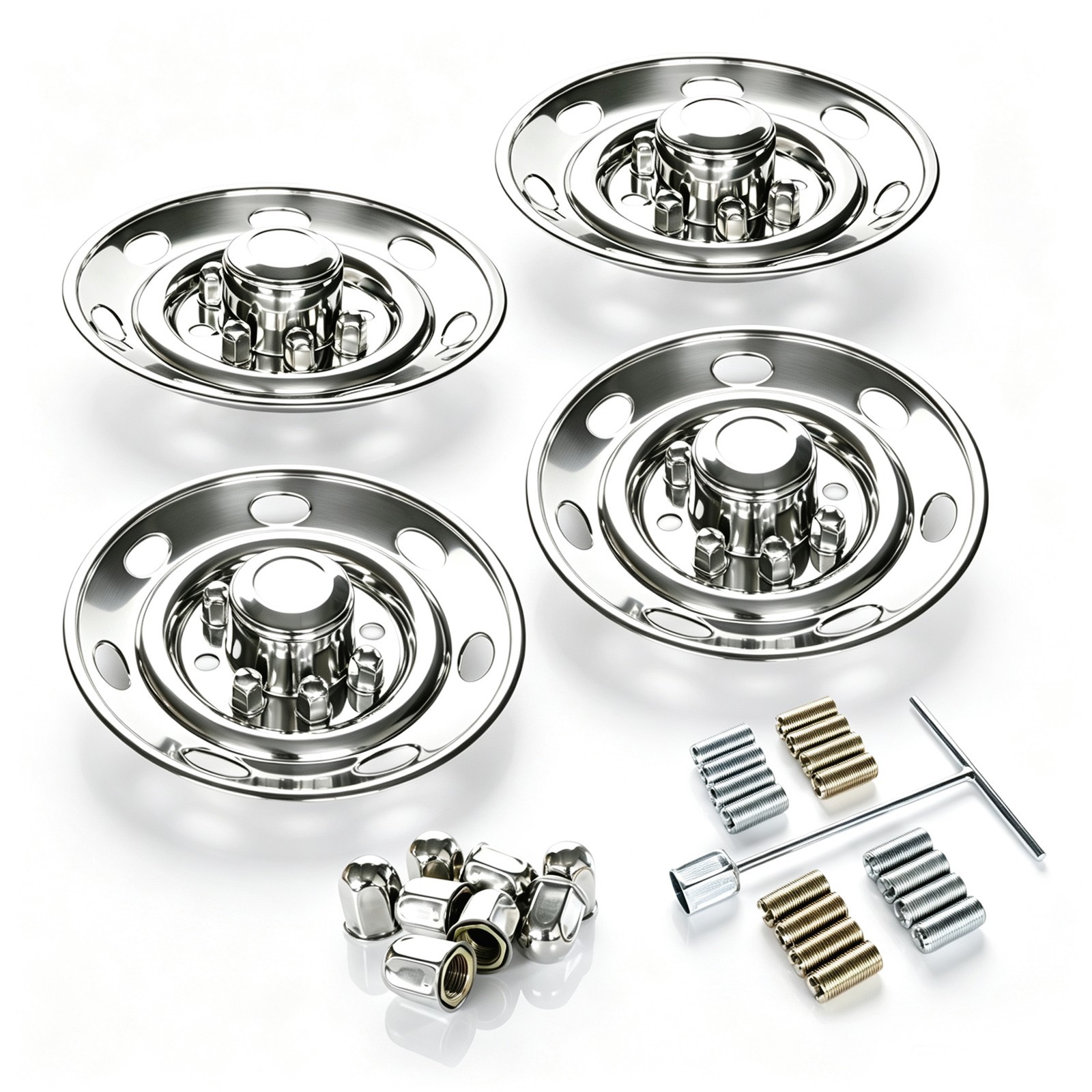 16''  7 Holes 8 Lug Stainless Steel Wheel Simulator Kit for Single Wheel Trailer