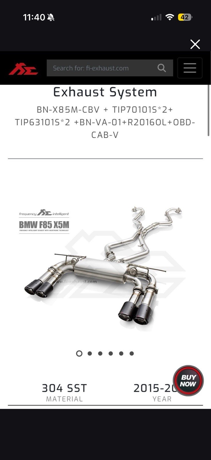 Fi Exhaust BMW X5M F85 Catback Exhaust System