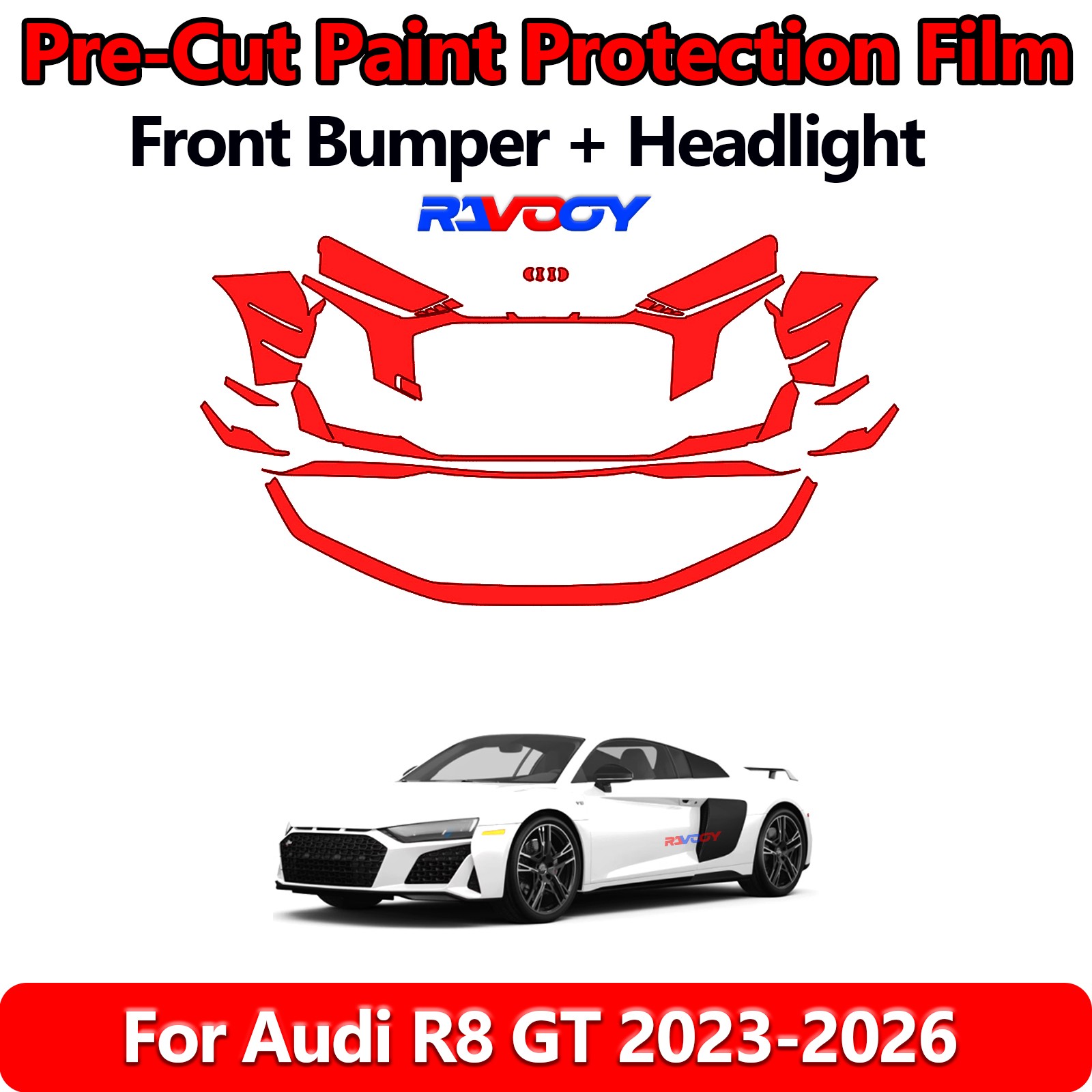 8.5Mil PreCut Front Bumper PPF Kit Film For Audi R8 GT 2023-2026
