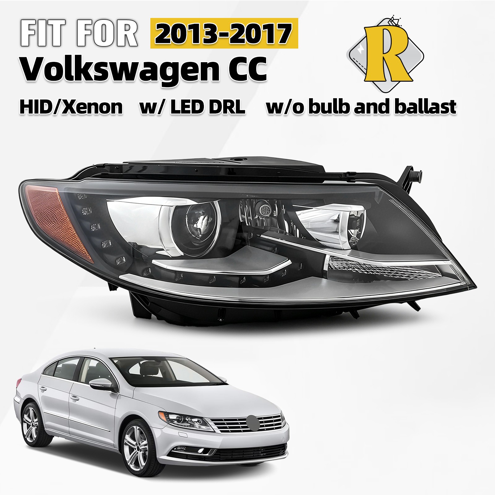 For 2013-2017 Volkswagen CC HID/Xenon Headlight w/ LED DRL Passenger Right Side For 2013-2017 Volkswagen CC HID/Xenon Headlight w/ LED DRL Passenger Right Side