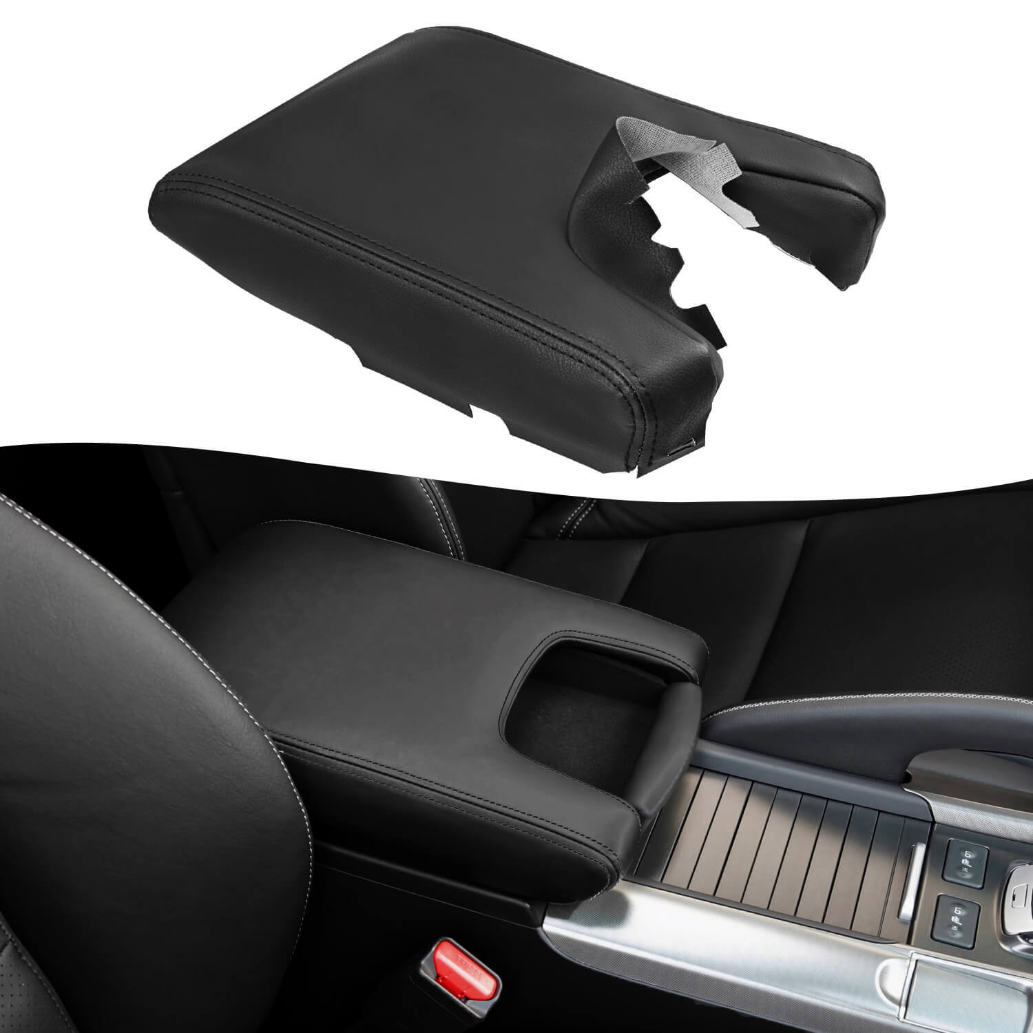 Middle Console Lid Armrest Replacement Cover Trim Black For 2009-2014 Acura TL