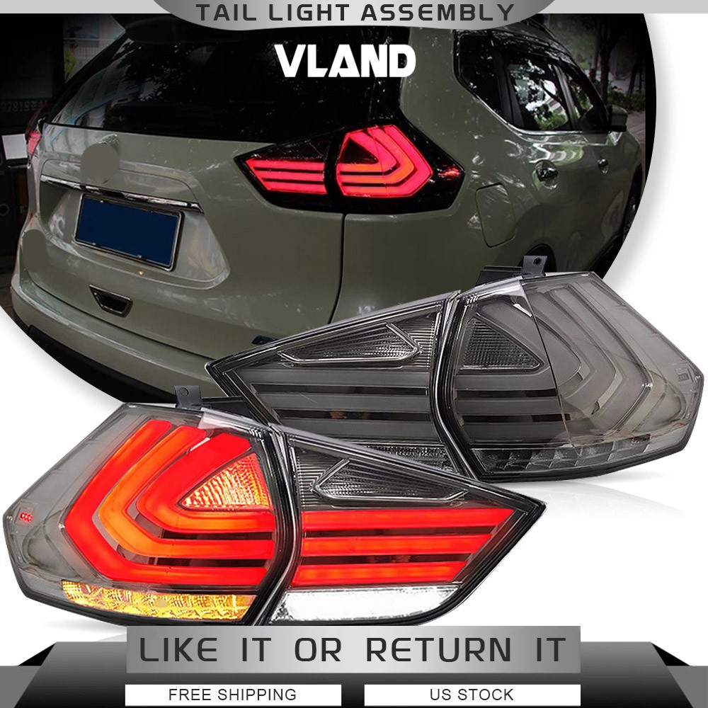 VLAND SMOKE FULL LED TailLights For Nissan Rogue 2014-2019 Rear Lamps Rear Lamps