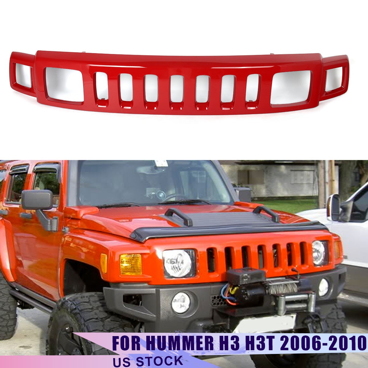 Victory Red For Hummer H3 H3T 2006-2010 Front Bumper Upper Grille Factory Style