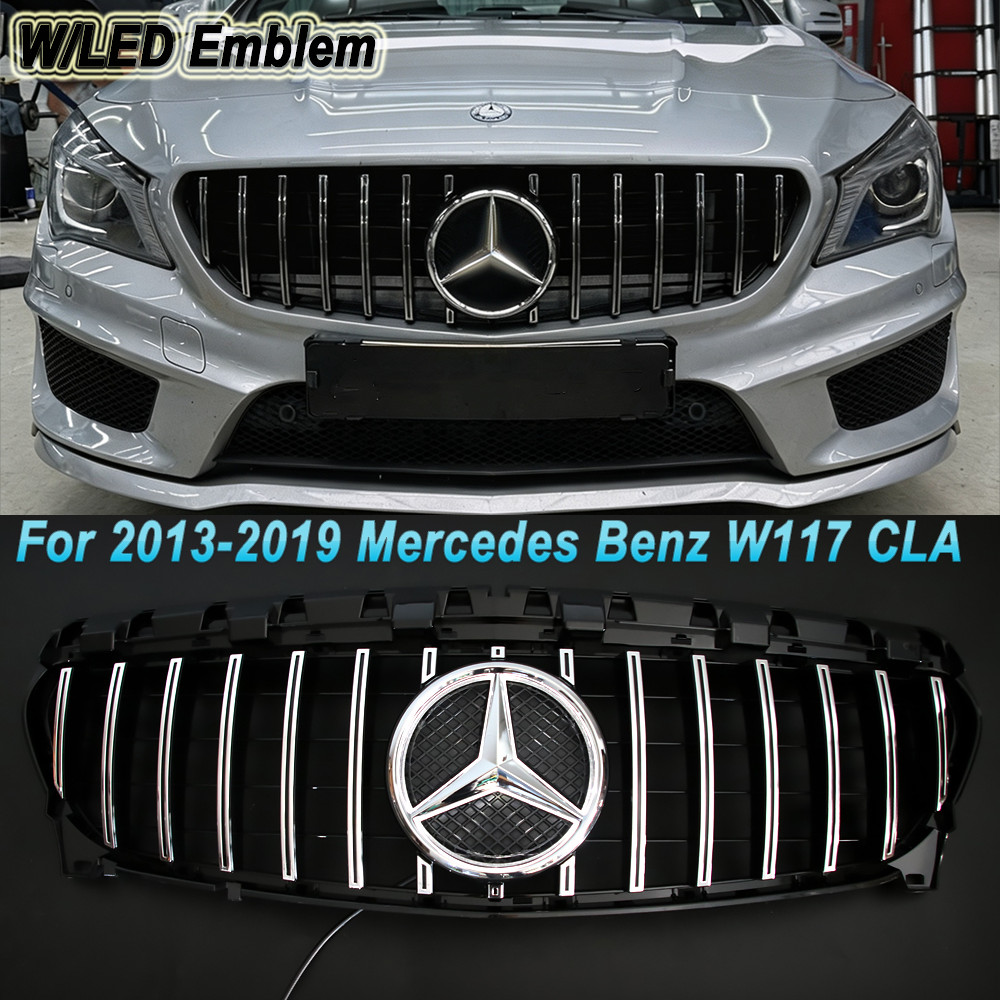 Front Grille For Mercedes Benz CLA250 CLA200 W117 Grill W/Led Emblem 2013-2019