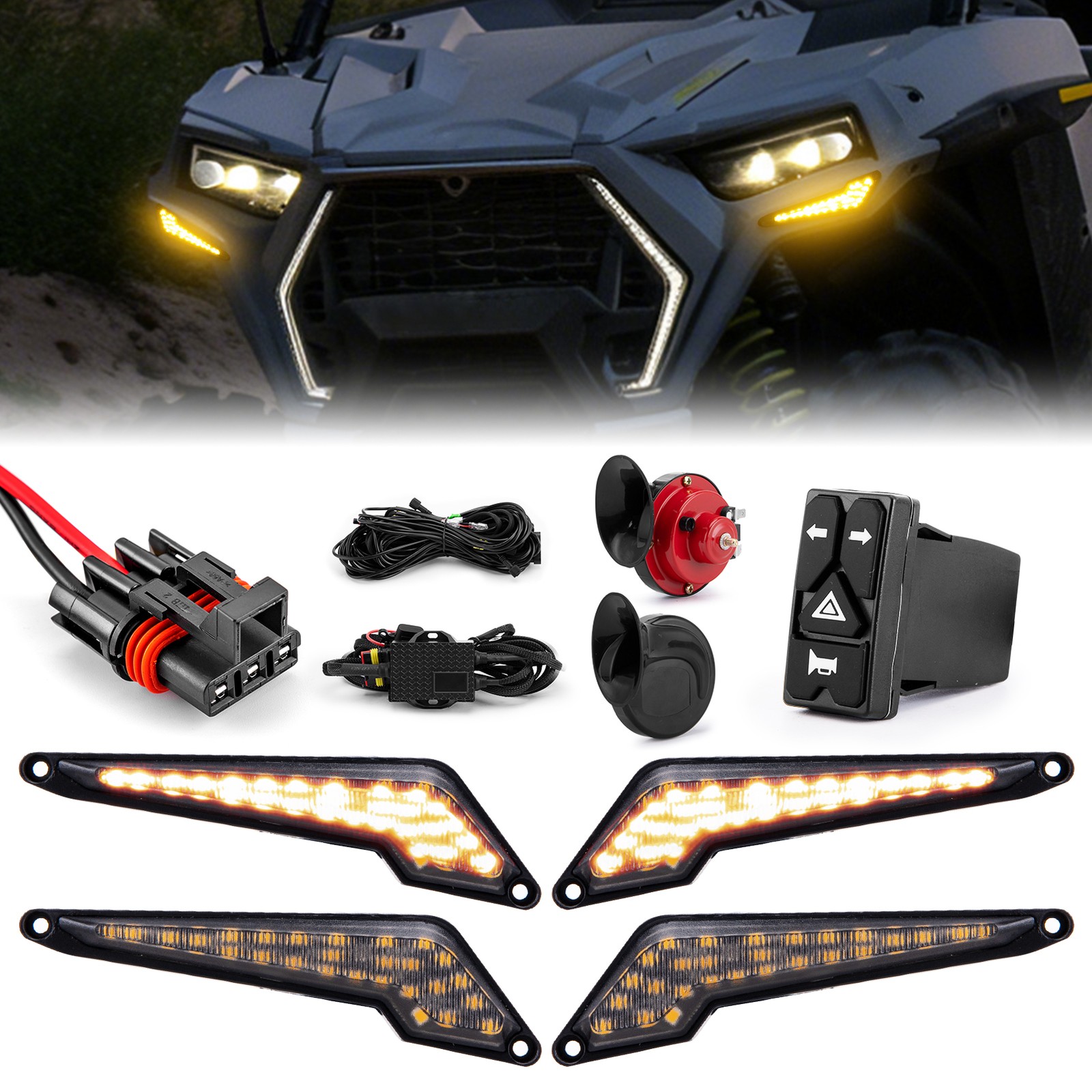Triangle Universal Street Legal Turn Signals and Horn Kit For Polaris General