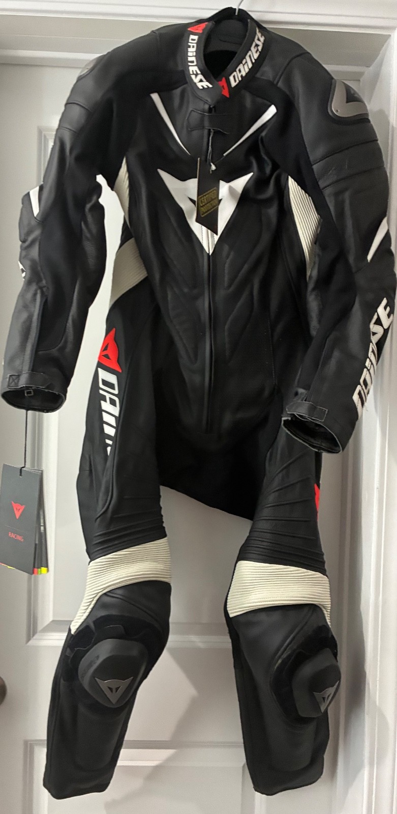 Dainese Laguna Seca Evo P. Motorcycle Racing Suit Black And White/Red Size 44