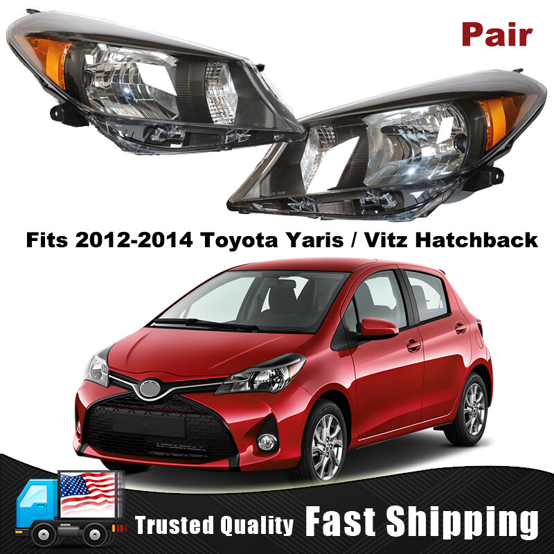 Pair For 2012 2013 2014 Toyota Yaris / Vitz Hatchback Black Headlights Headlamps Pair For 2012 2013 2014 Toyota Yaris / Vitz Hatchback Black Headlights Headlamps