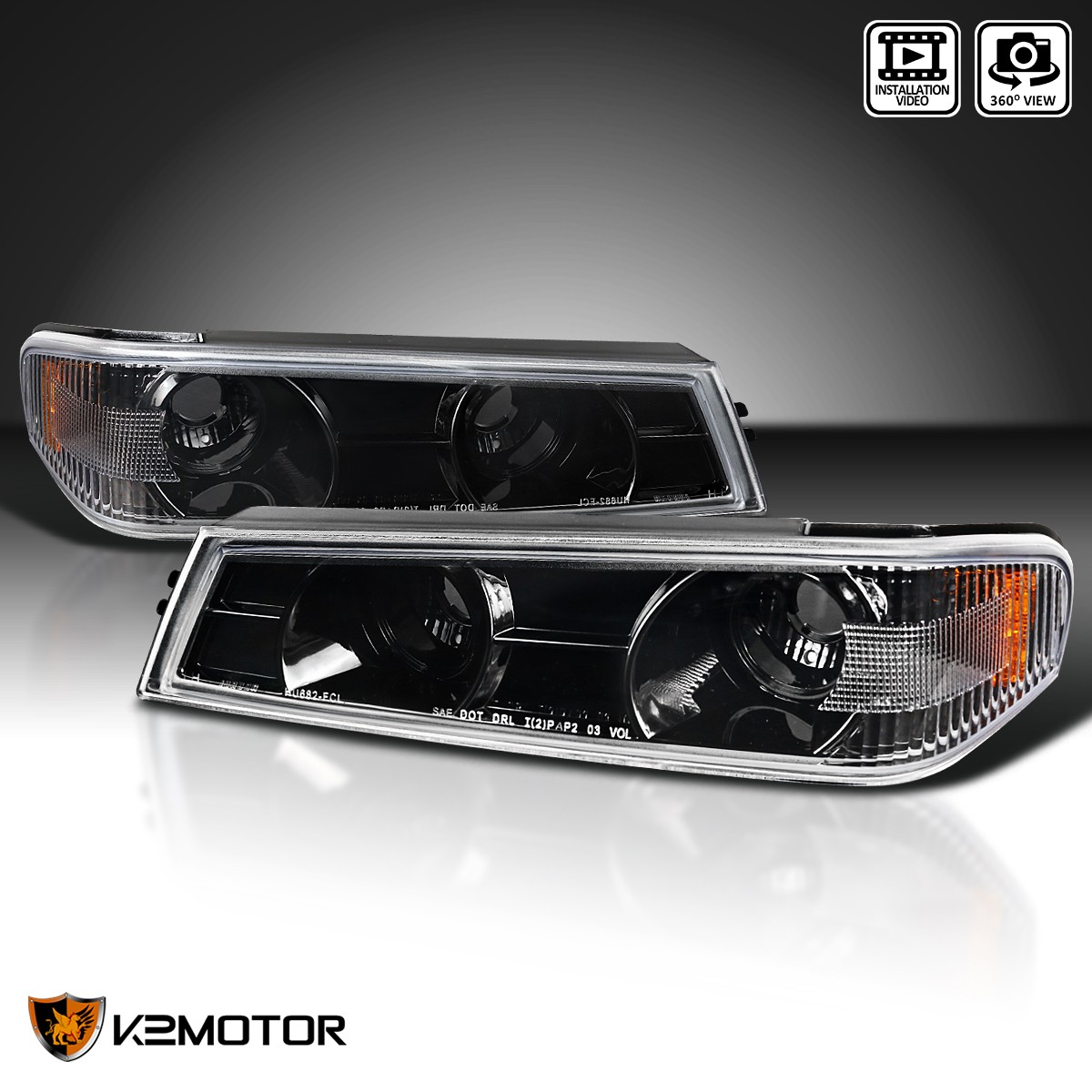 Jet Black Fits 2004-2012 Chevy Colorado GMC Canyon Corner Lights Signal Lamp L+R