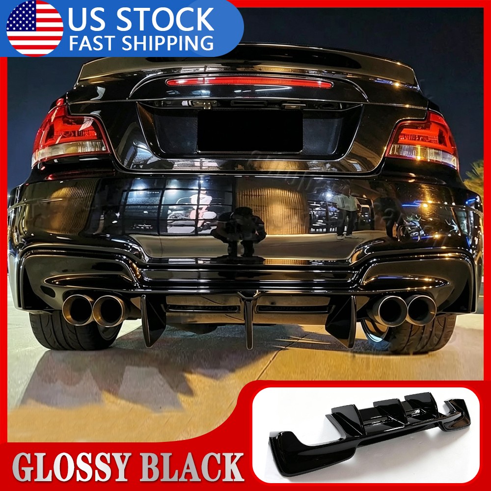 Fit For BMW E82 1M Coupe 2011-2016 Glossy Black Rear Bumper Diffuser Lip Spoiler