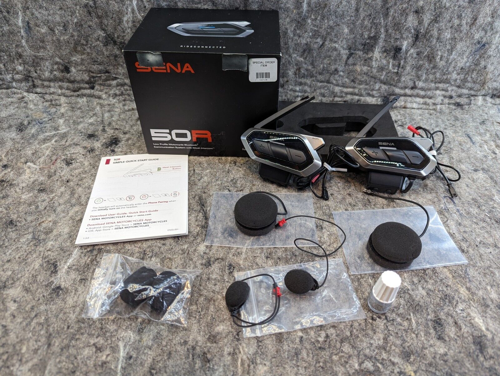 🔥Twin Pack 🔥 Sena 50R 3-button Motorcycle Bluetooth Headset, Harman Kardon 1E