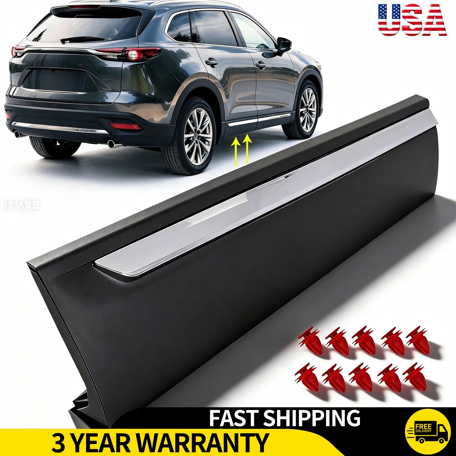 Rear RH Lower Door Molding W/ Chrome TK4951RC0B For 2016-2023 Mazda CX-9