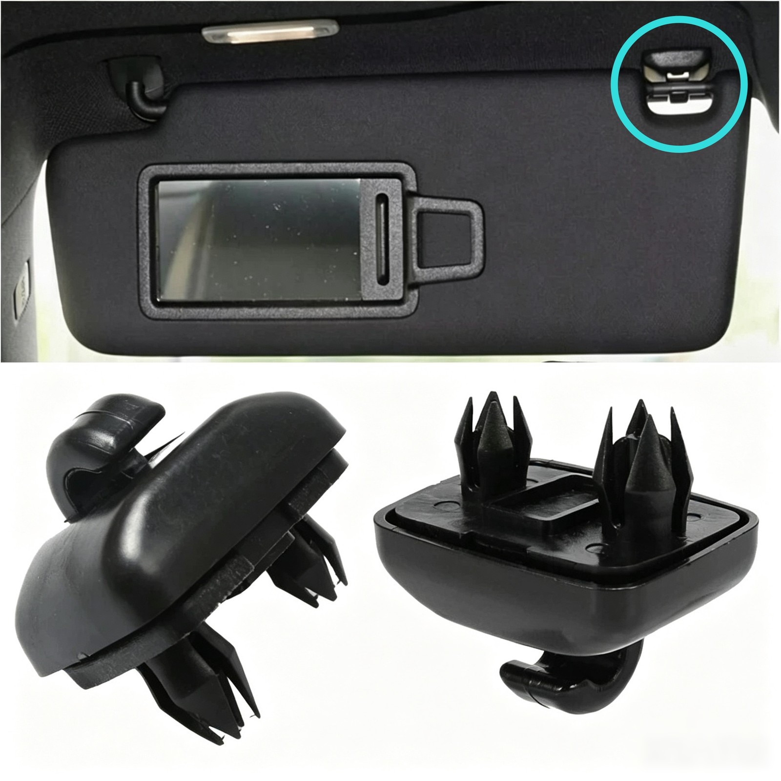2X  8U0857562A Black Sun Visor Clip Hook Holder Fits For Audi A3 S3 A4 A5 S5