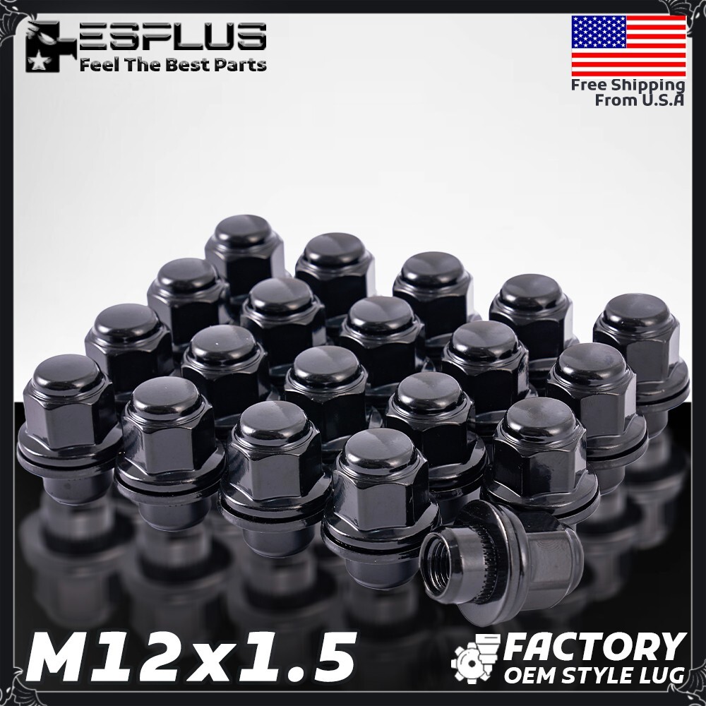 24 Pc Black Toyota OEM Factory Flat Lug Nut M12x1.5 Fit 4Runner/Tacoma/Tundra