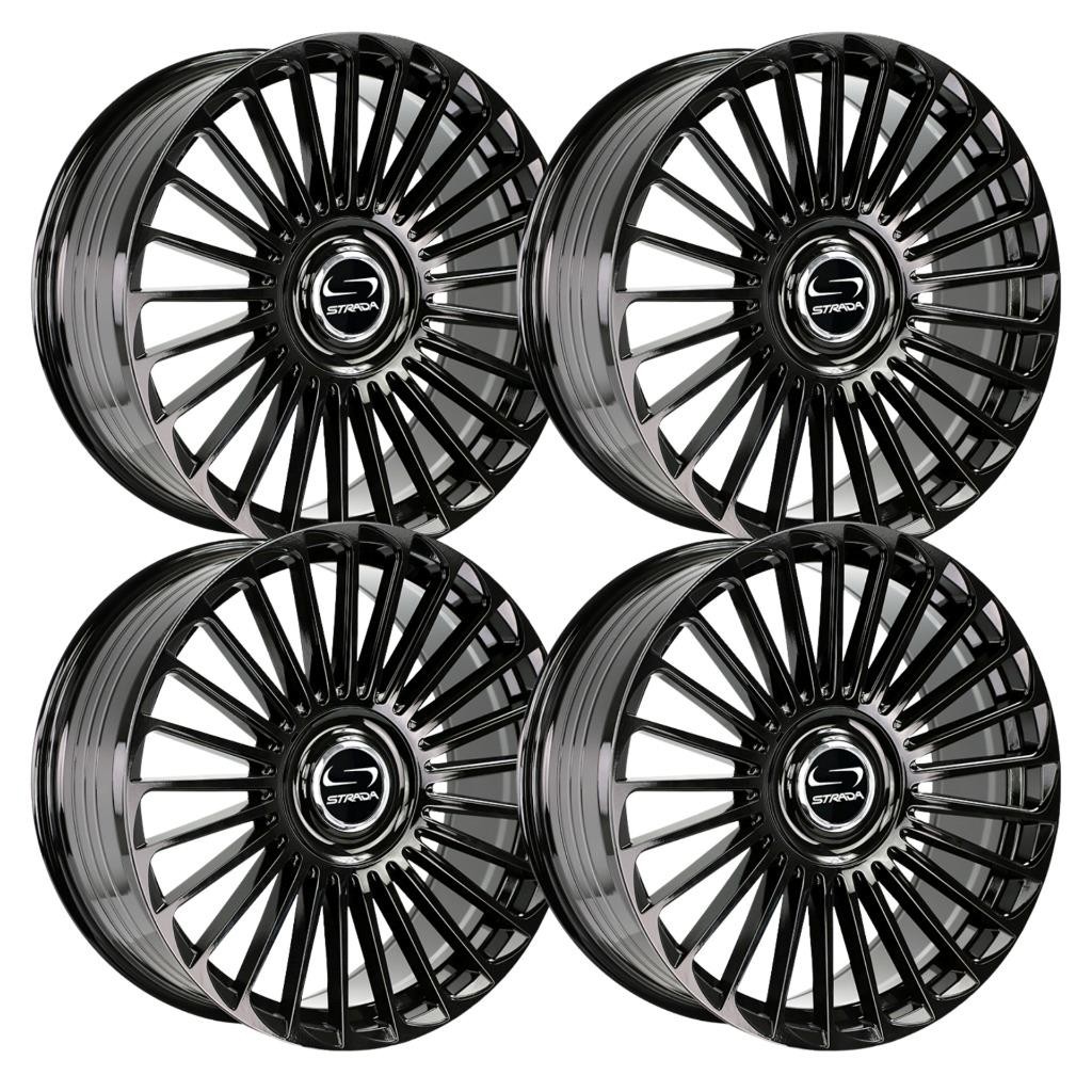 (Set-4) Strada Martello 22x9 5X114.3/5X120 30MM Gloss Black wheels rims 22 Inch