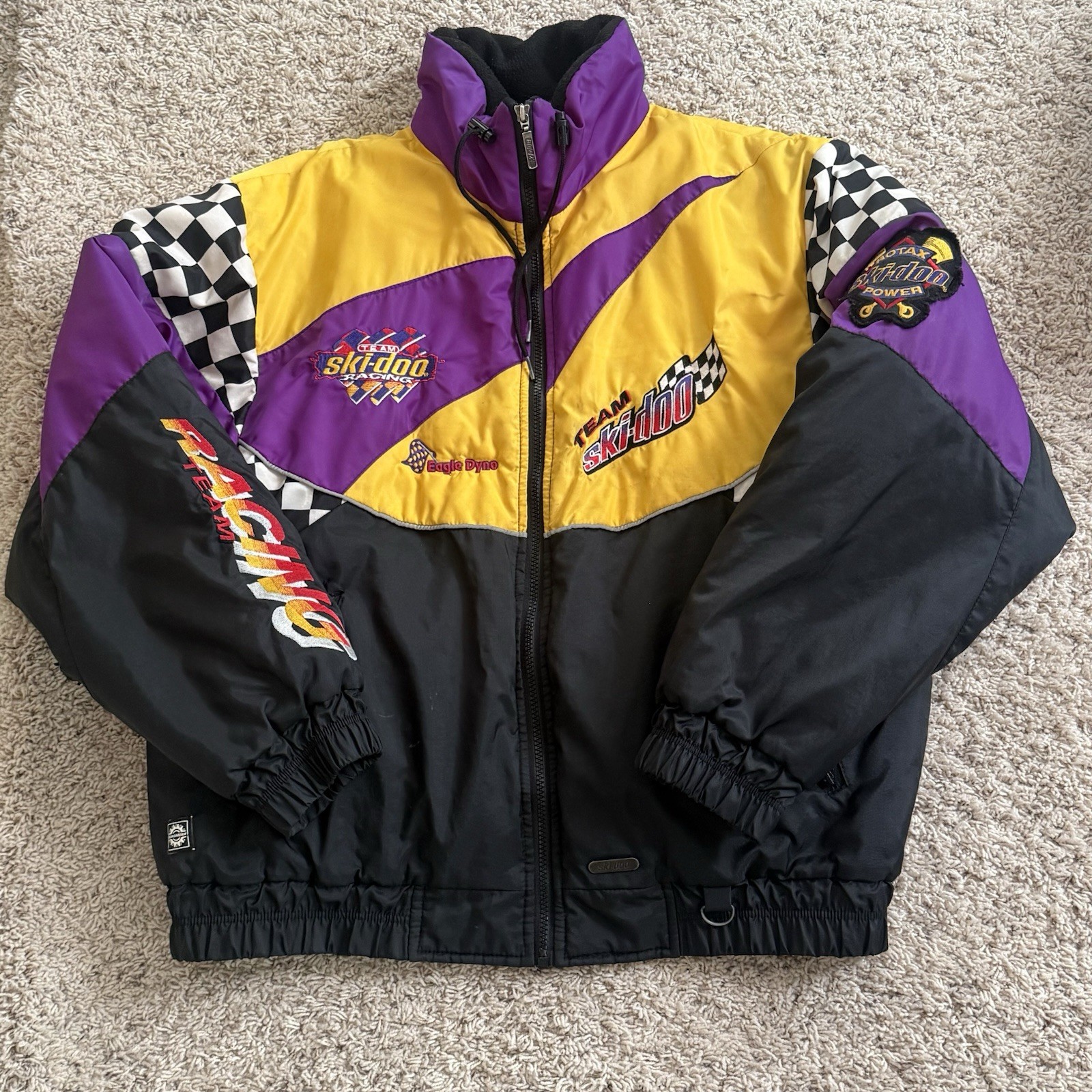 Vtg 1990s Ski-Doo Rotax Racing Jacket Mens L Bombardier Team Snowmobile Canada