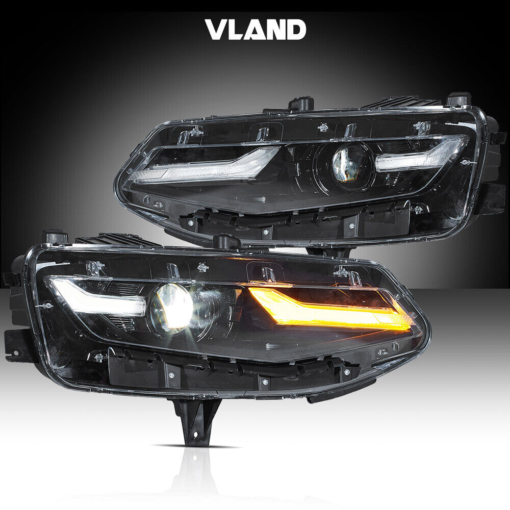 VLAND Full LED Projector Headlights For 2019-2024 Chevrolet Chevy Camaro LH＆RH