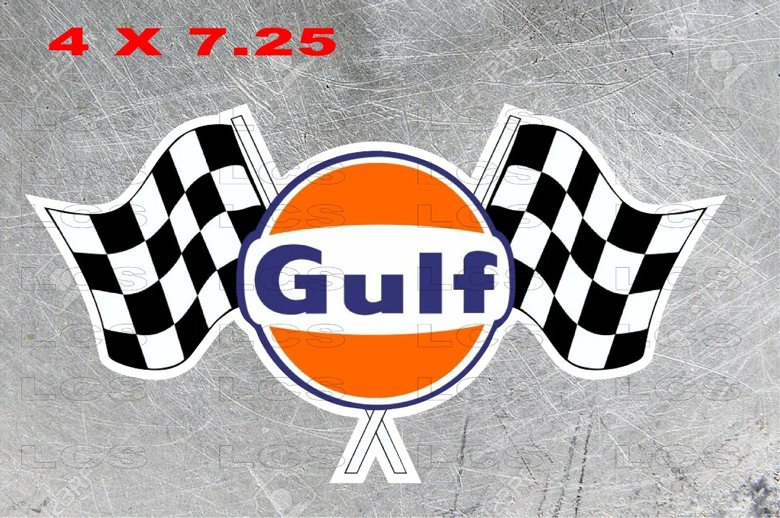 Vintage Style GULF RACING CHECKERED FLAG Decal Laminated REPRODUCTION