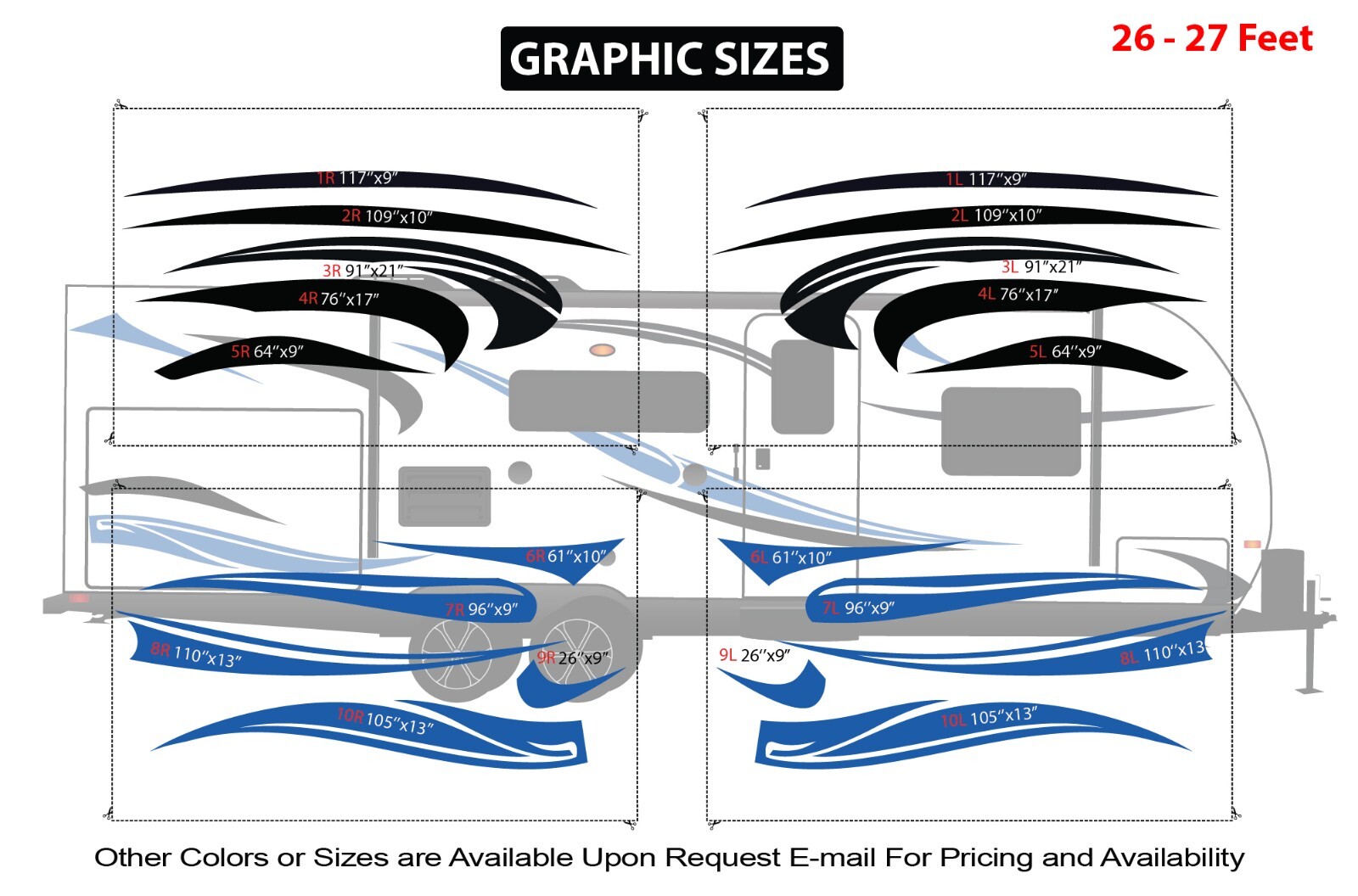 Decal Stıcker Graphic Vinyl Sport Stripes kit Replacement for Travel Trailer RV