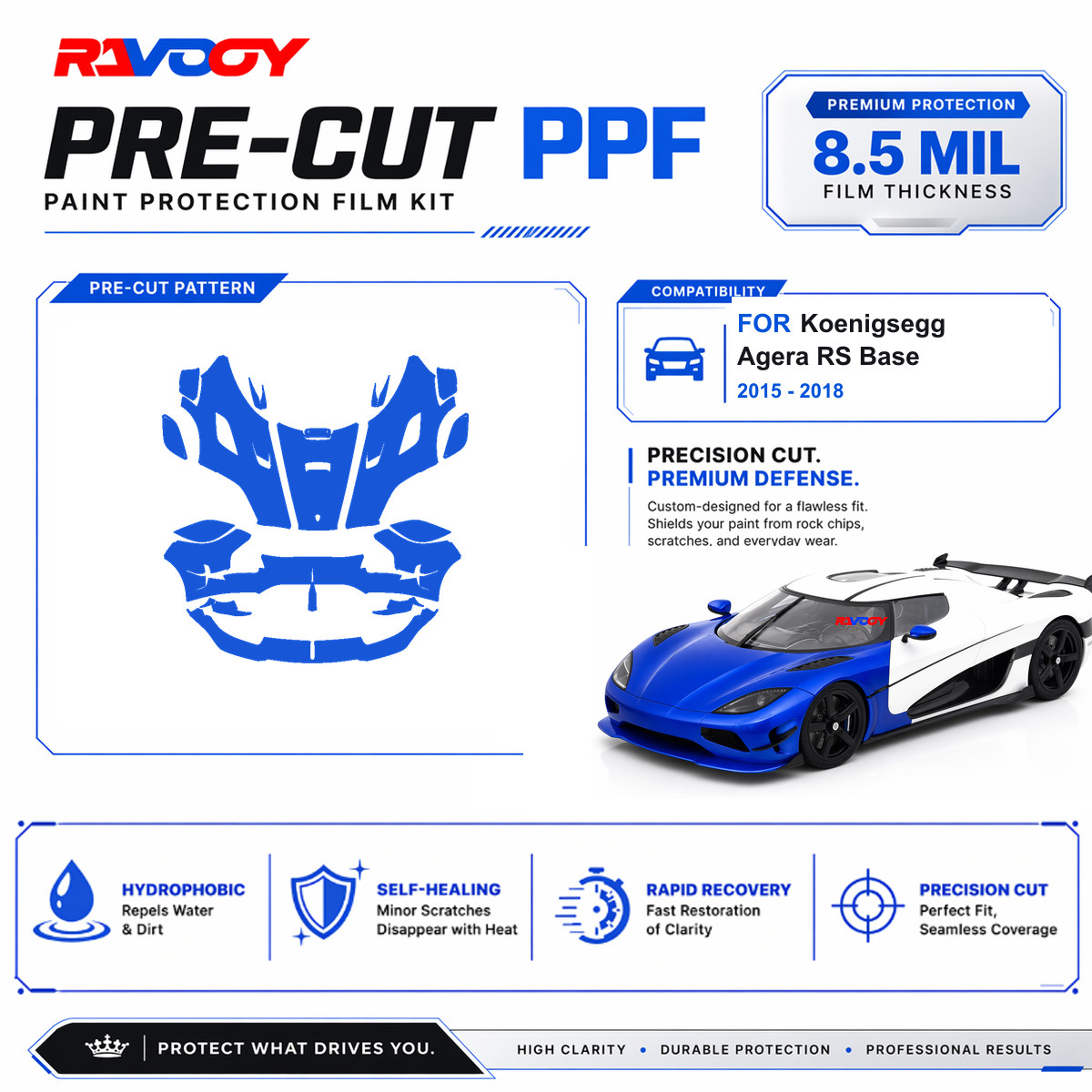 Precut PPF Clear Bra Kit For Koenigsegg Agera RS Base 2015-2018