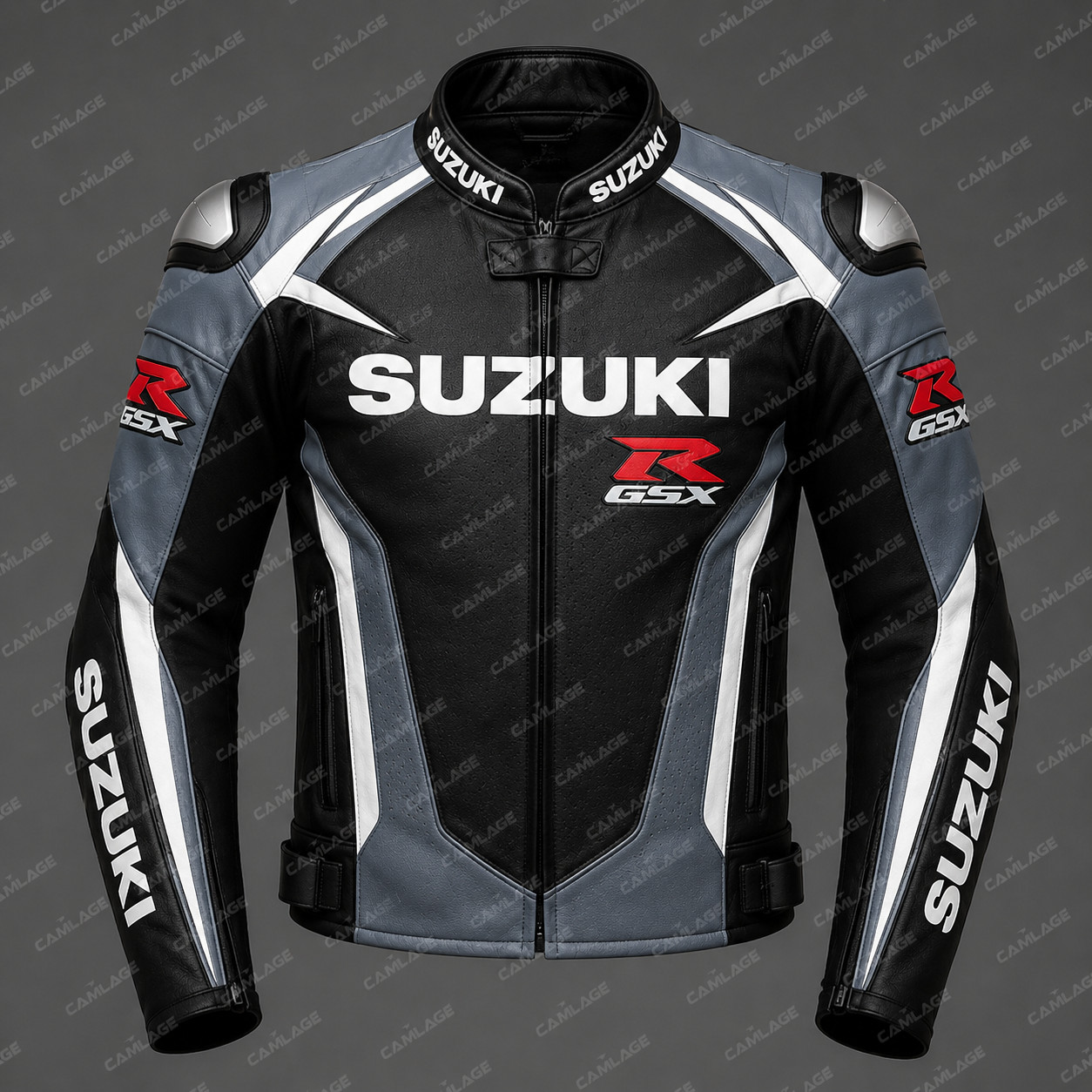 Suzuki GSXR Motorcycle Racing Leather Jacket Genuine Cowhide CE Armoured