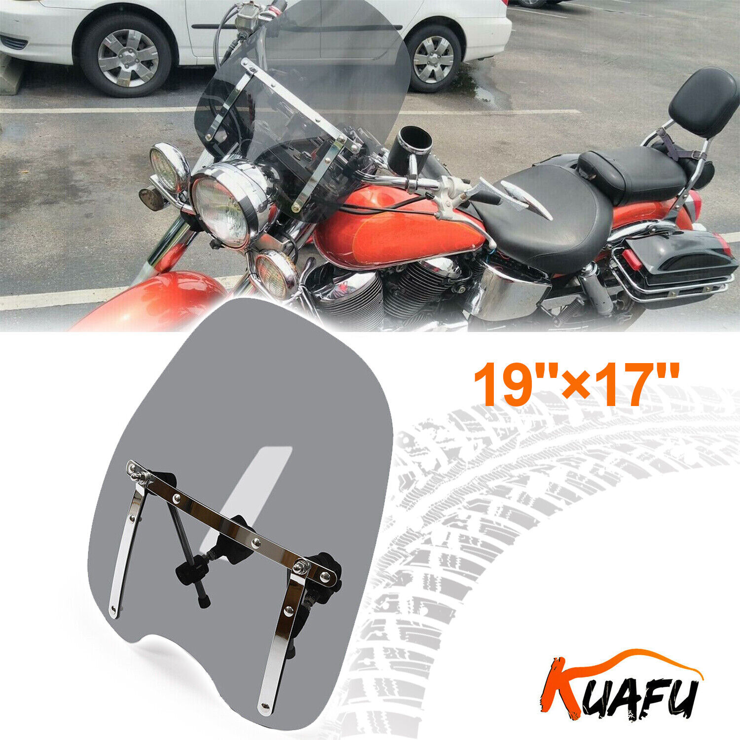 KUAFU Smoke Windshield Windscreen For Harley Dyna Softail Sportster 883 1200