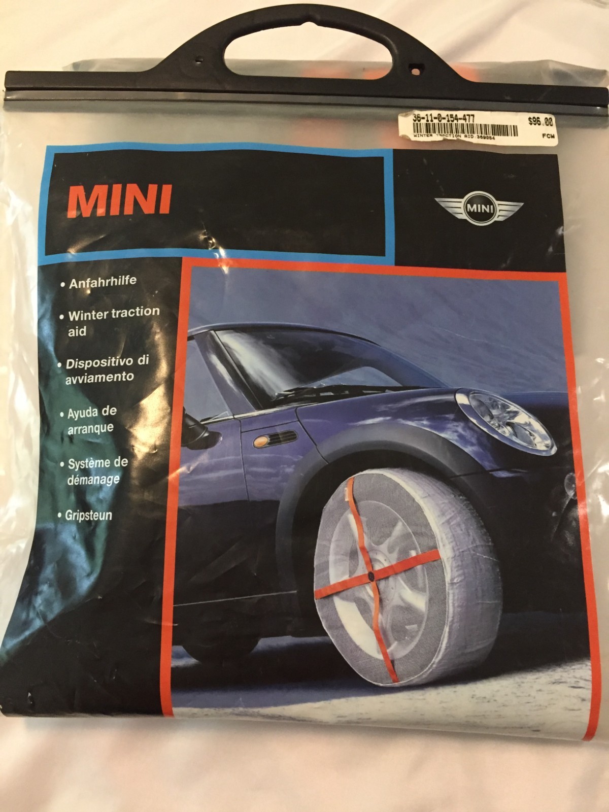 Mini Cooper Winter Traction Aid Snow Chains New Pair of Two 369054 Auto Sock BMW Mini Cooper Winter Traction Aid Snow Chains New Pair of Two 369054 Auto Sock BMW