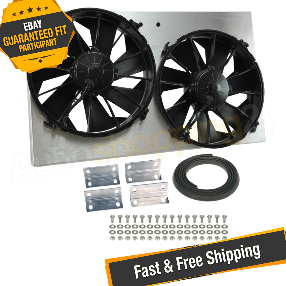Derale 16825 High Output Dual 12'' Electric RAD Fan/Aluminum Shroud Kit