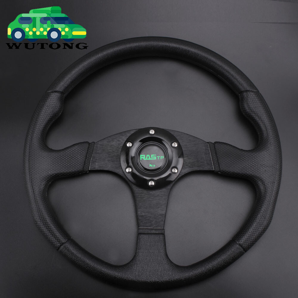 Black 14INCH Drifting Racing Steering Wheel Aluminum 6 Bolt Universal Flat Dish