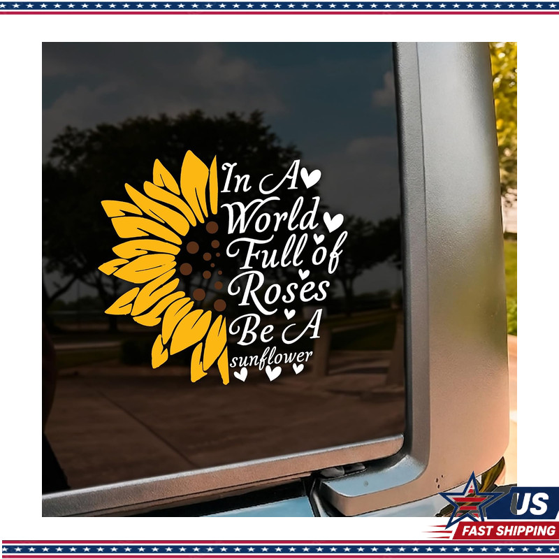 8 Inch Waterproof Vinyl Sunflower Car Decal Bumper Sticker