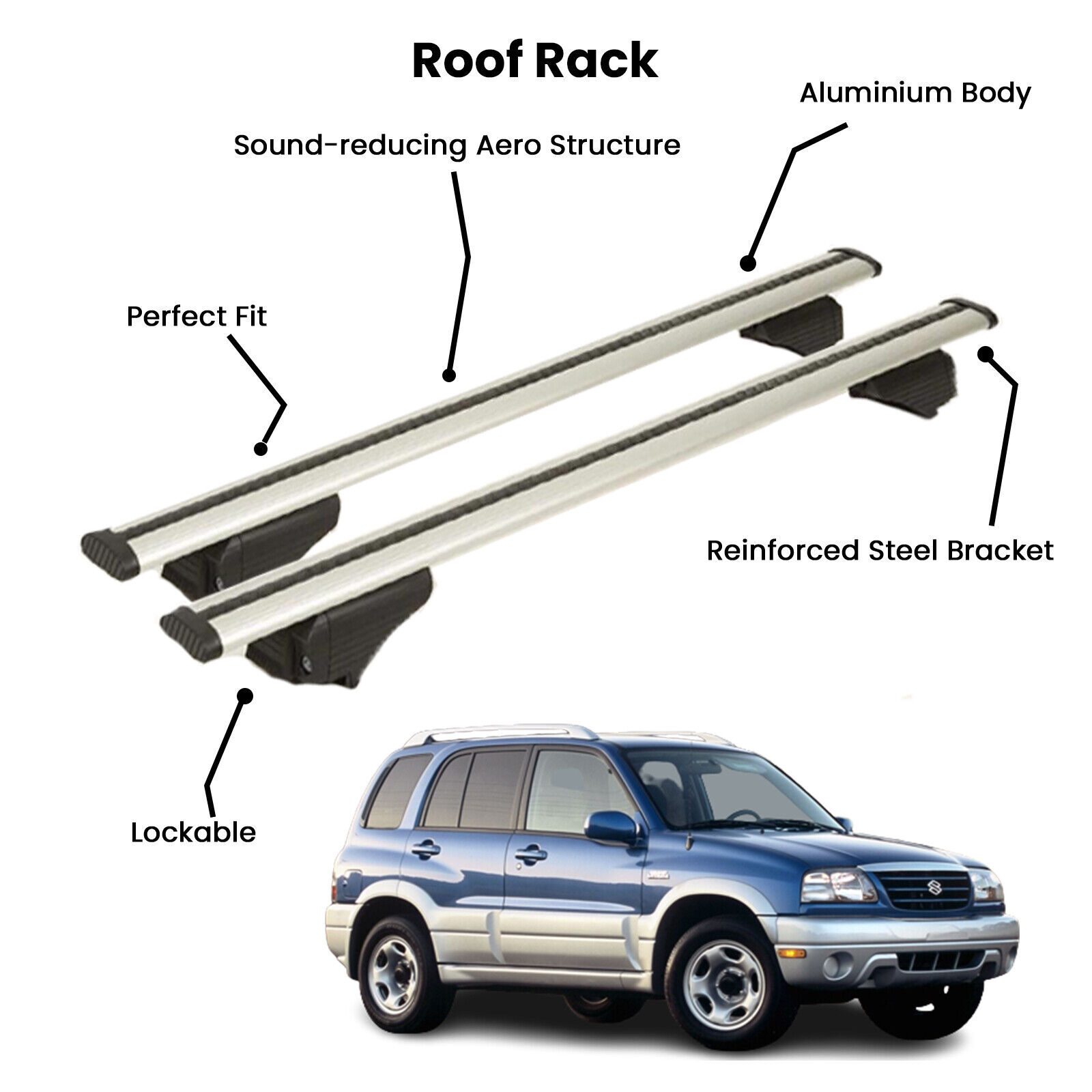 2 Pcs Silver Cross Bars for  SUZUKI ESCUDO SUV 1998-2005