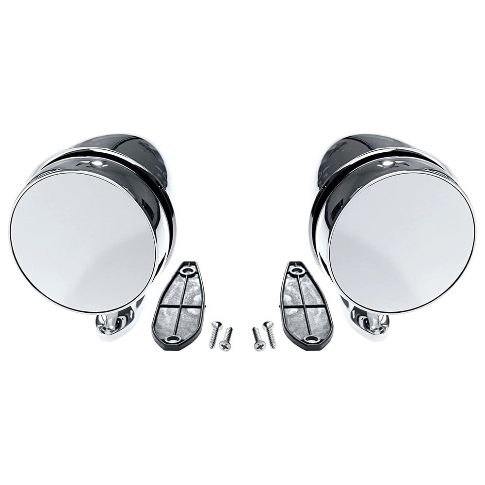 CJ Classics Shelby Chrome Convex Bullet Short Base Mirror Pair Mustang 1965-1968