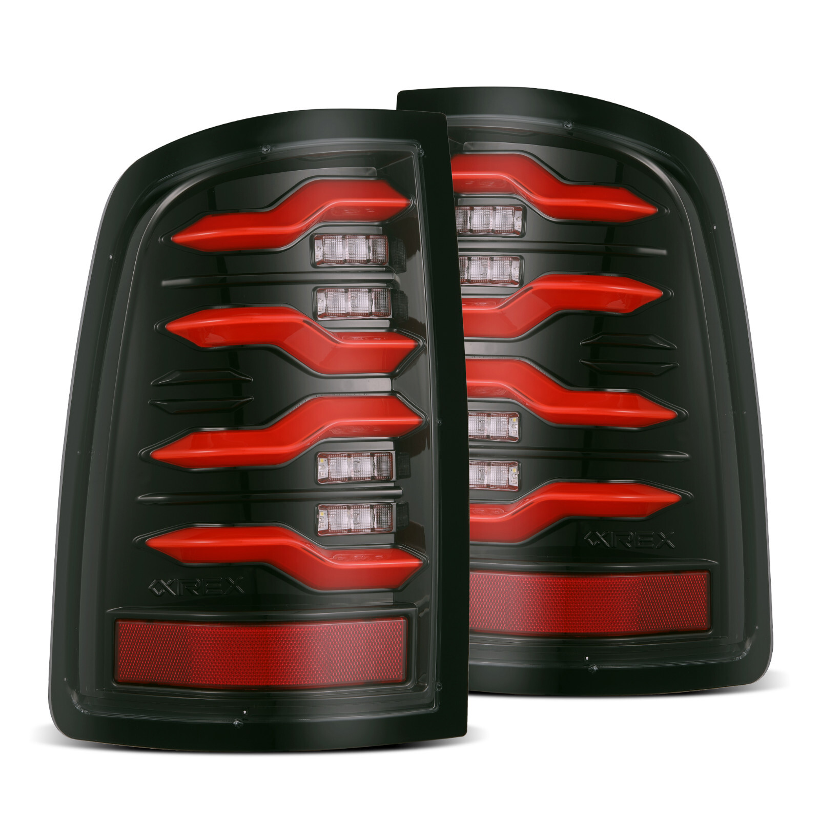 For 10-18 Dodge Ram Alpharex Luxx Black Red Smoked Lens LED Tail Lights Lamps For 10-18 Dodge Ram Alpharex Luxx Black Red Smoked Lens LED Tail Lights Lamps
