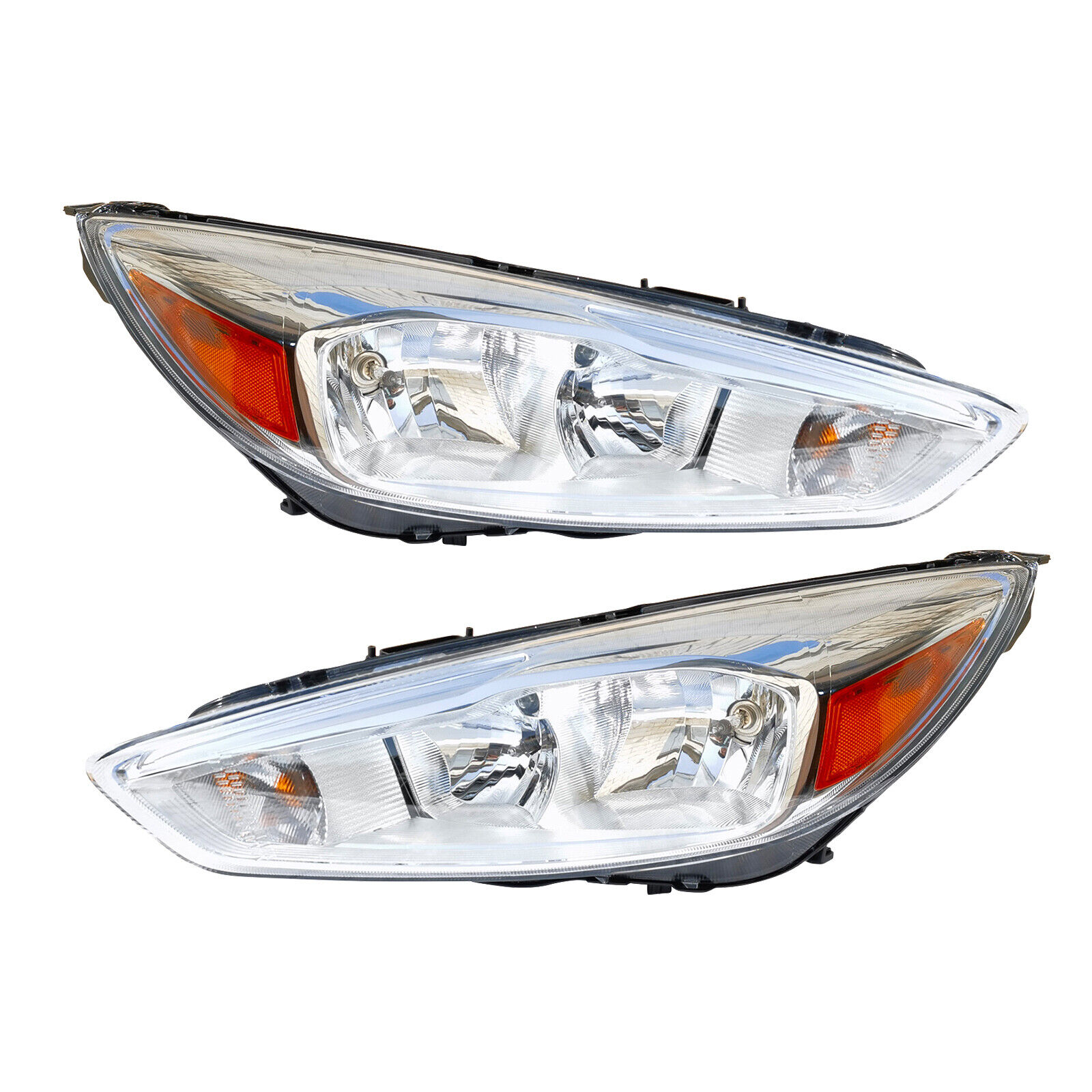 Headlight Assembly for 2015-2018 Ford Focus Chrome Housing Head Lamps