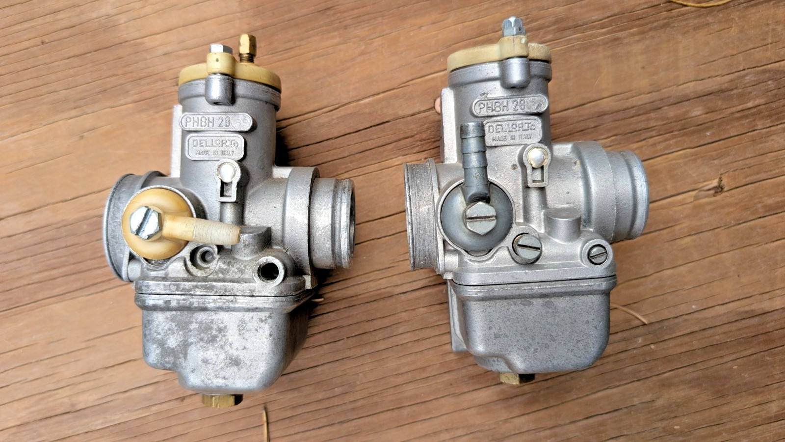 PHBH 28, BS and BD, left & right Dellorto Carburetors Vespa Aprilia Guzzi Italy PHBH 28, BS and BD, left & right Dellorto Carburetors Vespa Aprilia Guzzi Italy