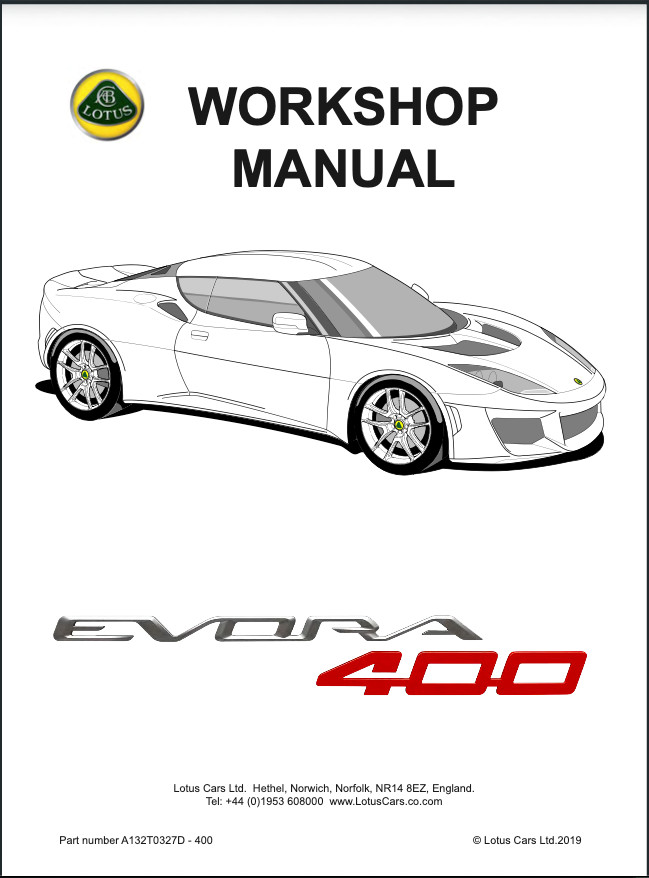 LOTUS EVORA 400 PRINTED WORKSHOP SERVICE MANUAL 900+ PAGES