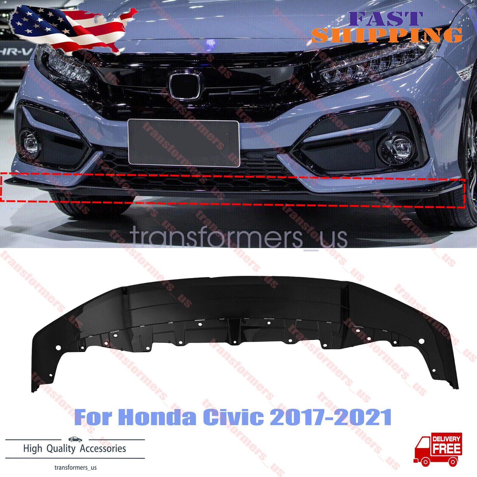 New Front Bumper Face Bar Grilles 71102TGGA50 Fit for 2017-2021 Honda Civic