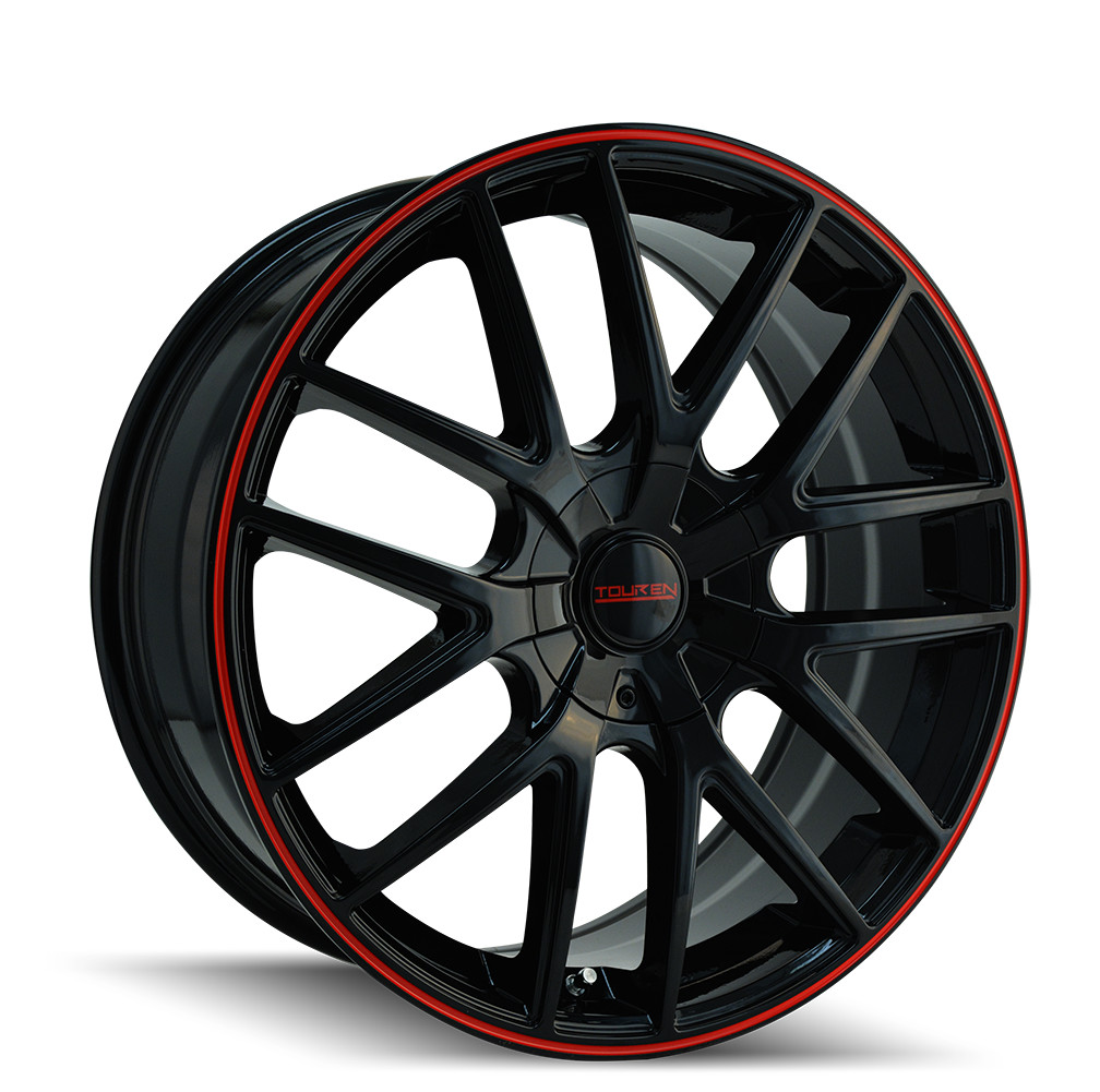 1 New 18x8 Touren TR60 Black With Red Strip 5x108 ET40 Wheel Rim