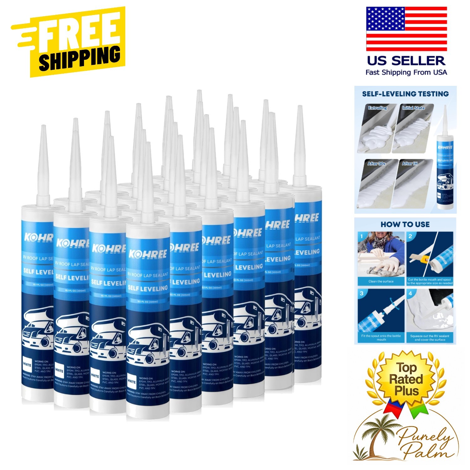 Versatile 24-Pack Self-Leveling Roof Sealant for RVs - Waterproof & Safe Formula