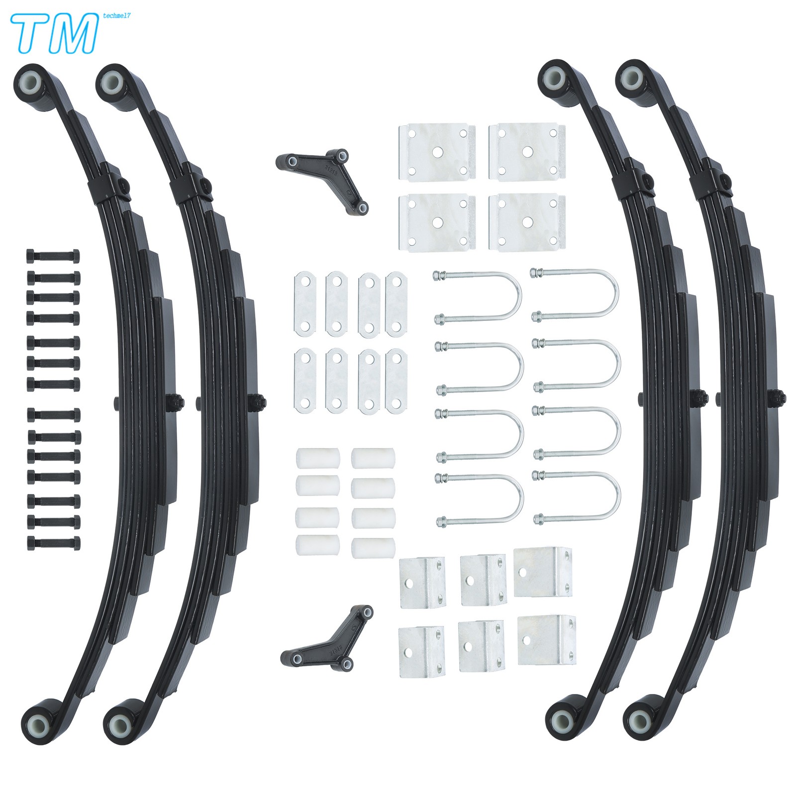 7000lbs 7k Tandem Trailer Axle Suspension Kit 6 Leaf Springs/U-bolt/Hanger Kit