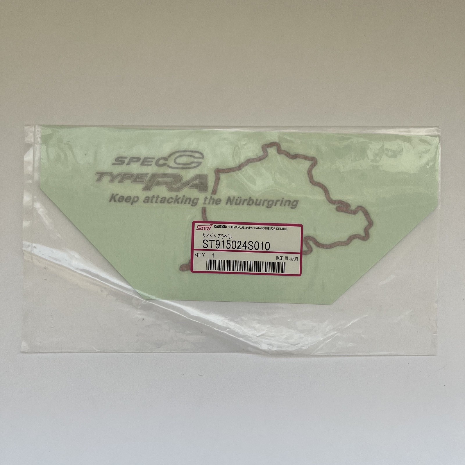 01-07 JDM Subaru WRX STI Spec C Type RA Keep attacking Nurburgring Decal Genuine